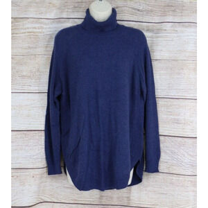 Two Twenty Five Womens Size Medium Ribbed Knit Turtleneck Sweater Navy Blue
